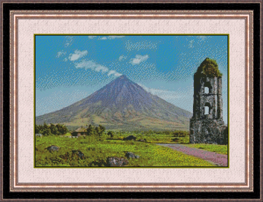 Mayon Volcano Cross Stitch